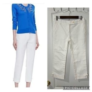 Kate Spade cropped  white bow ankle trousers pants size 4